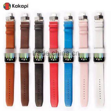 Kakapi Smooth Buckle Real Leather Watch Band Wrist Strap For 38MM Apple Watch With Watchband Converter MT-3916