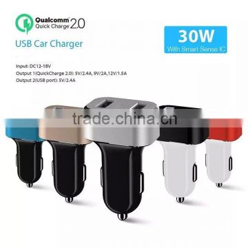 Quick charger 2.0 dual USB car charger with usb type C