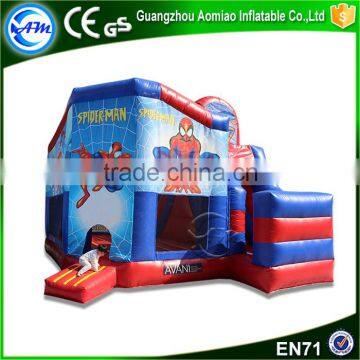 Hot selling funny giant Spider-Man inflatable jumping bouncer castle with slide