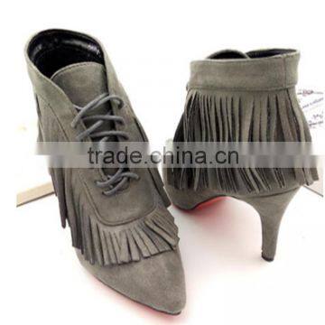 Latest England style tassel anckle suede rubbe sexy girls riding boots