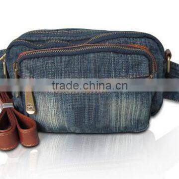 Latest arrival denim fancy back pouch multi-pockets waist bag with mobile phone