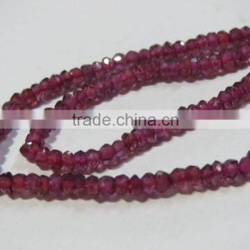 High Quality Pink Garnet 3mm-4mm Micro faceted rondelle gemstone beads