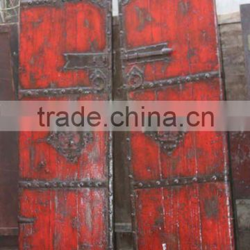 Chinese Antique Solid Wood Red Colour Rustic Door