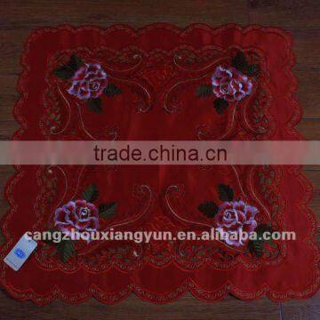 Red Satin Embroidery Table Cloth photo-1