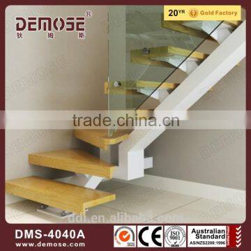 Steel Structure Stairs Indoor Metal Wood Stairs Without Frame Glass Balustrade photo-2