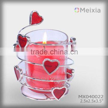 MX040022 tiffany style valentine holiday gift stained glass candle holder for home decoration