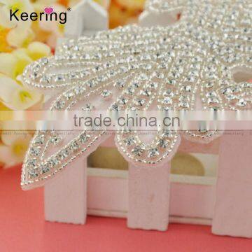 Keering Hotsale Iron on Rhinestone Applique for Women Dress WRA-050 photo-3