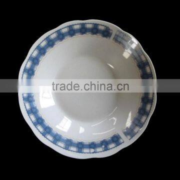 ceramic decal bowl with customer logo on bottom of the bowl