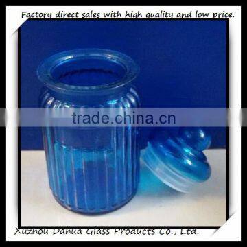 400ml Coating Stripe Glass Storage Jar With Glass Cap photo-3