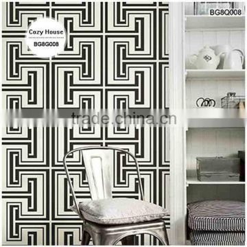 2016 printed pvc coated wallpaper, black modern geographic wall decal for designer , creative wall paper warehouse