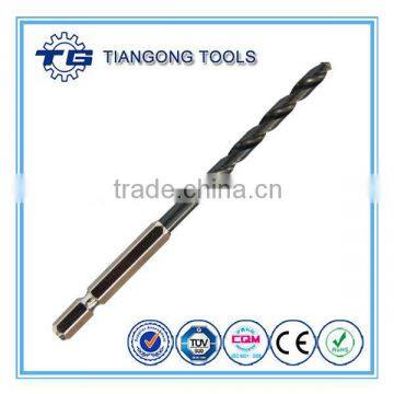 Top quality hss M2 black twist drill bit with bright hexagonal shank