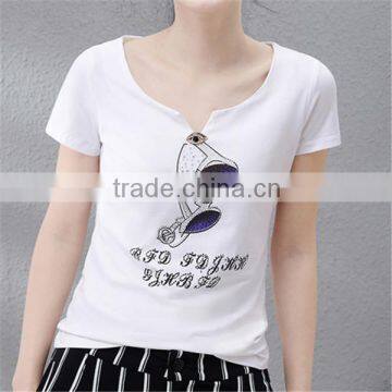 Girls Sexy Tight White Short Sleeves T Shirt Woman Summer Cotton T Shirt