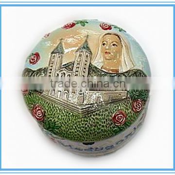 Medugorje ceramic souvenir jewelry round box