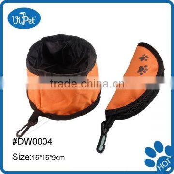 Custom pet nylon travel bowl with zipper