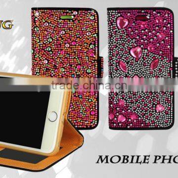 shinning diamond wallet case for lady, booklet case for iphoneSE/iphone6/iphone6 plus