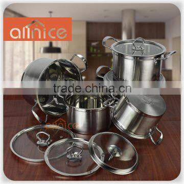 Best quality 10 pcs wholesale cookware set sandwich bottom stainless steel cookware