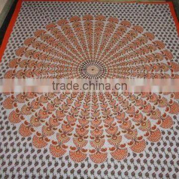 New White Peocock Prints Bedsheets Tapestry photo-3