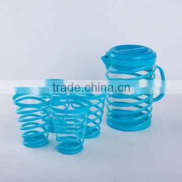 Clear plastic water jugs with lids, Spiral water pitcher, Tumblers