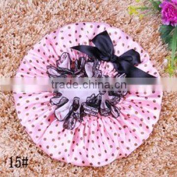 lace bowknot shower bath cap dot printing