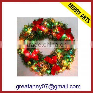 custom fast sale fiber optic christmas wreath pvc wholesale christmas decoration wreaths