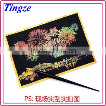 Wholesale newest high quality scratch night view new series with fireworks pictures