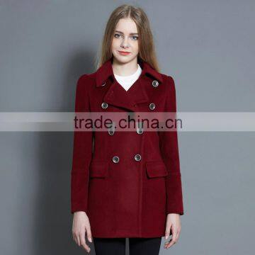 Women's Winter Double Breast Thicken Coat Wool Blended Slim Fit Long Jacket OEM ODM Type Clothes Factory Manufacturer Guangzhou