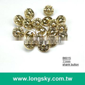 (#B6015/11mm) Taiwan fancy antique gold small shirt buttons with shank