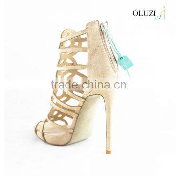 OLNS004 Classics Ladies Black High Heel Dress Sandals Suede Platform Heels Metal Strap Decorated Women Sandals Shoes photo-5