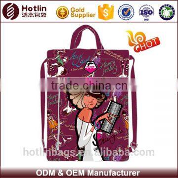 Satin Two Sided College Girl Student Drawstring Shoulder Bag