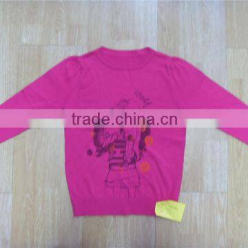 2014 fashion children o-neck jacquard rosy pullover sweater