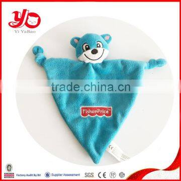 Hot sell mini blue plush baby blanket with plush bunny toy