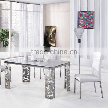 Glass Dining Table 6 Chairs Set Marble Effect Dining Table