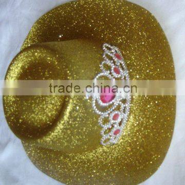 modle6010-4 gold glitter festival hat with crown