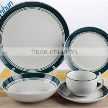 20pcs color band white ceramic dinner set porcelain dinnerware set