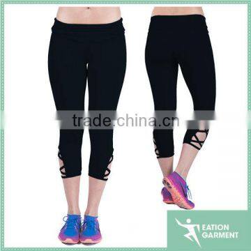 Slimming Style Scrunchy Waist Crossing Straps on the Bottom of Each Leg 4 Way Stretching Bodybuilding Fitness Yogo Leggings