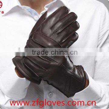 men's winter brown color warm deerskin leather glove made in usa