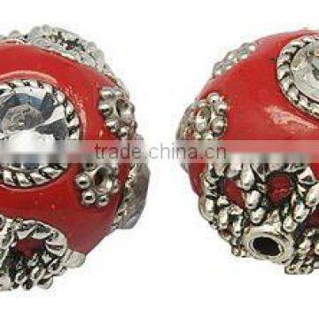 Handmade Indonesia Clay Beads, Macrame Bracelet Pave Rhinestone(CLAY-G001-6)