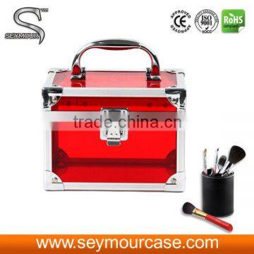 Cheap wholesale Aluminum makeup hard case transparent cosmetic bag