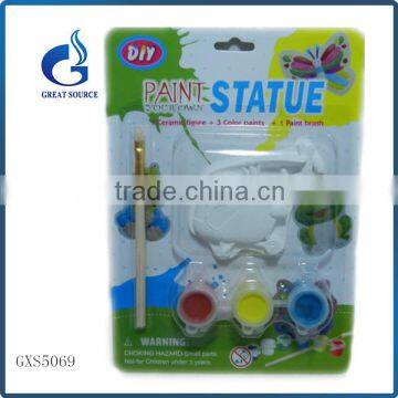 Children DIY Paint Design Ceramic Plane Statue Paint Brush Set