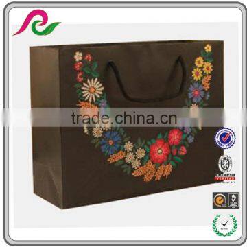 Vintage Inspired flowers printed black take out bags for shopping