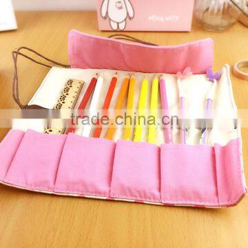 Chinese Made Pencil Bag Rolling Fold up Gift Pencil Bag;canvas Folding Gift Pencil Bag School Pencil Case Pen Bag photo-4