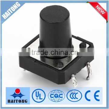 china supplier 250V 4pin 12*12 black head push button switch tact switch