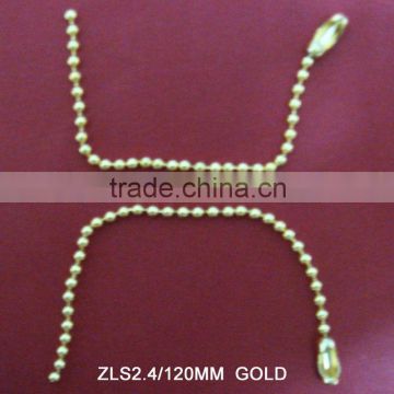 Gold plating ball chain with connector