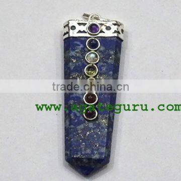 Lapis Lazuli Chakra Flat Pendants : Wholesale Gemstone