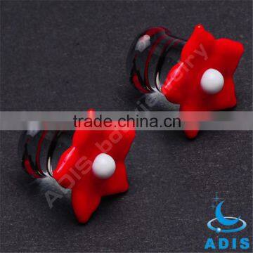 Cute Pretty Girls Red Flower Shape Tranparent Glass Ear Plugs photo-3