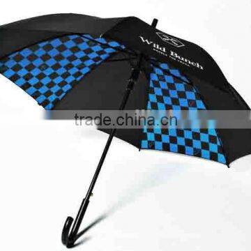 Factory 23 Inch Walking Stick Automatic Logo Check Printed Umbrella