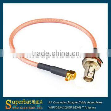 cable lug type MMCX male right angle to BNC female pigtail cable RG316