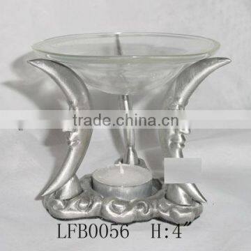 charming pewter with glass cup Candle holder Fragrance furnaceLFB0056