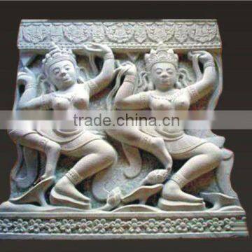 Antique Cham Hindu dancing stone relief DSF-CP030