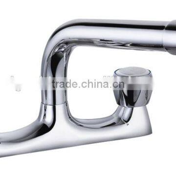 Polished chrome dual lever handles kitchen taps